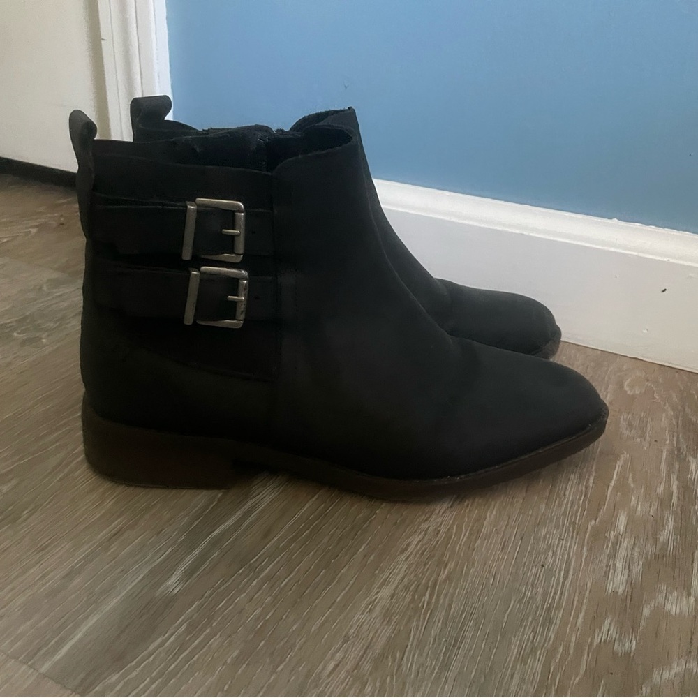 Fat Face Black Ankle Boots with Buckle Detail